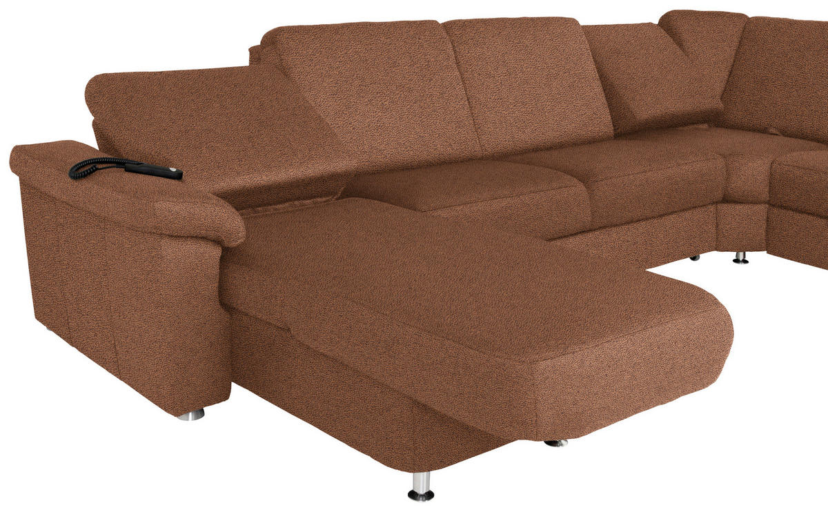 WOHNLANDSCHAFT in Flachgewebe Braun  - Chromfarben/Braun, Konventionell, Textil/Metall (163/330/240cm) - Beldomo System