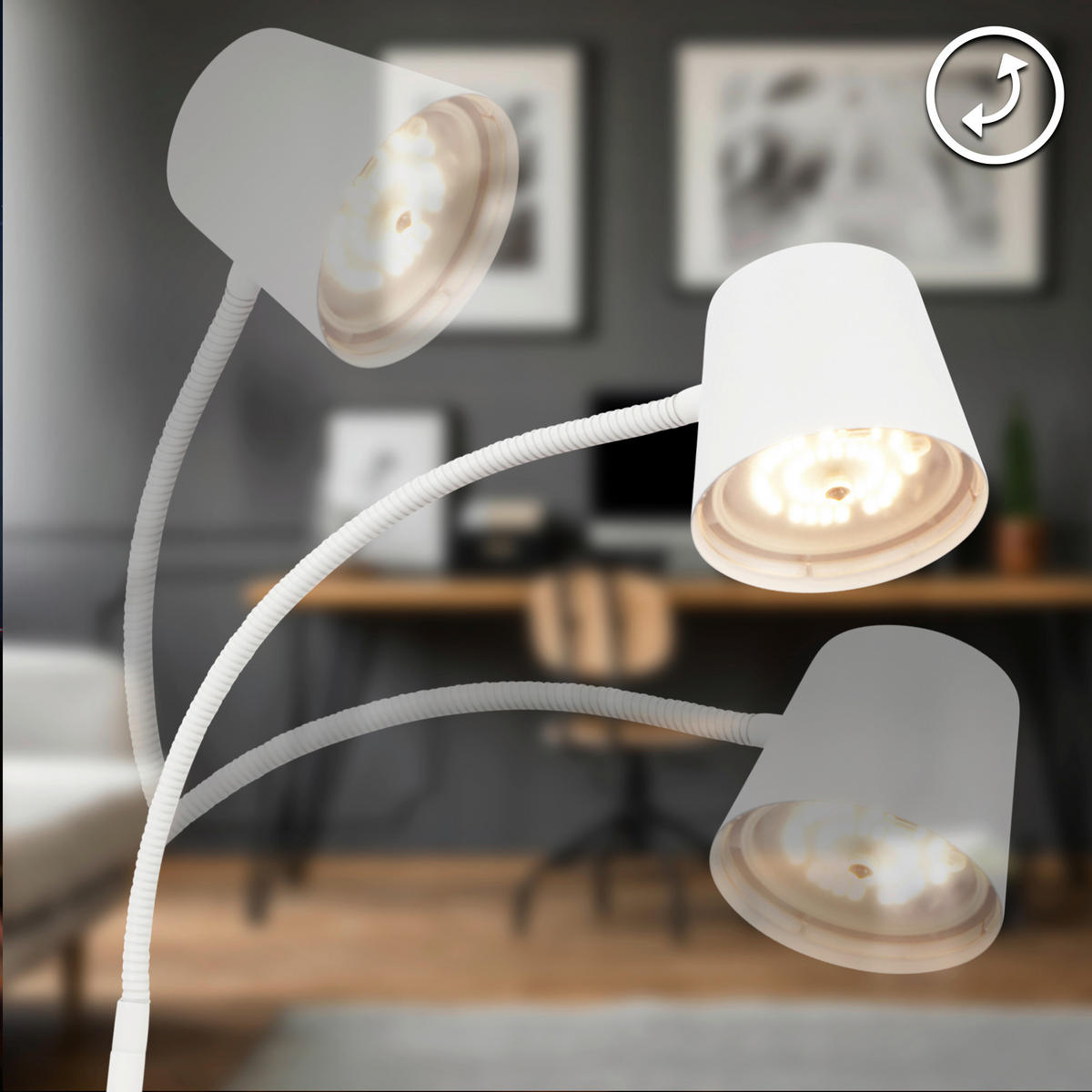 AKKU-STEHLEUCHTE 42/126,50 cm    - Weiß, Design, Kunststoff/Metall (42/126,50cm)