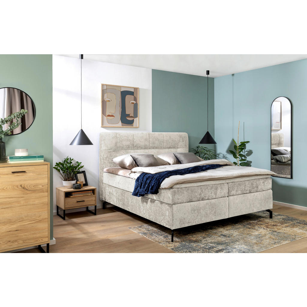 Thumbnail - Esposa Boxspringbett, Beige, Textil, H3 + H4, Höhe ca. 17 cm, 160x200 cm, Stoffauswahl, Topper durchgehend, Matratze in ...