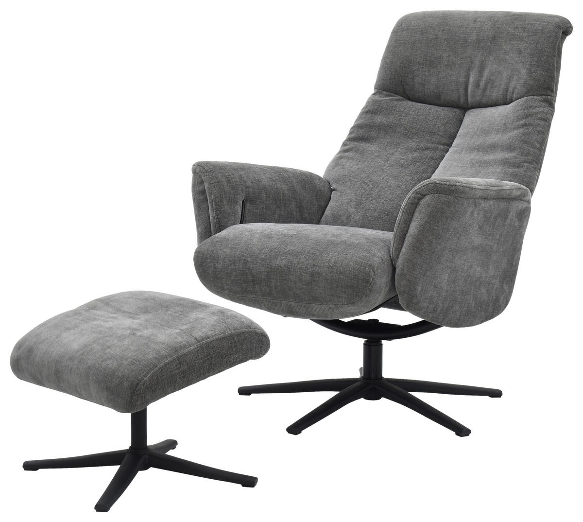 RELAXSESSELSET RELAVO Webstoff Hocker    - Schwarz/Grau, Design, Textil/Metall (72/109/86/111/81cm) - Livetastic