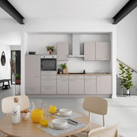 KÜCHENBLOCK Touch 330 cm  in Grau, Eiche dunkel  - Eiche dunkel/Edelstahlfarben, MODERN, Holzwerkstoff/Metall (330cm) - Nobilia