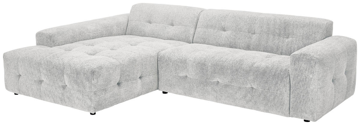 ECKSOFA in Flachgewebe Hellgrau  - Hellgrau/Schwarz, Konventionell, Kunststoff/Textil (189/292cm) - Carryhome