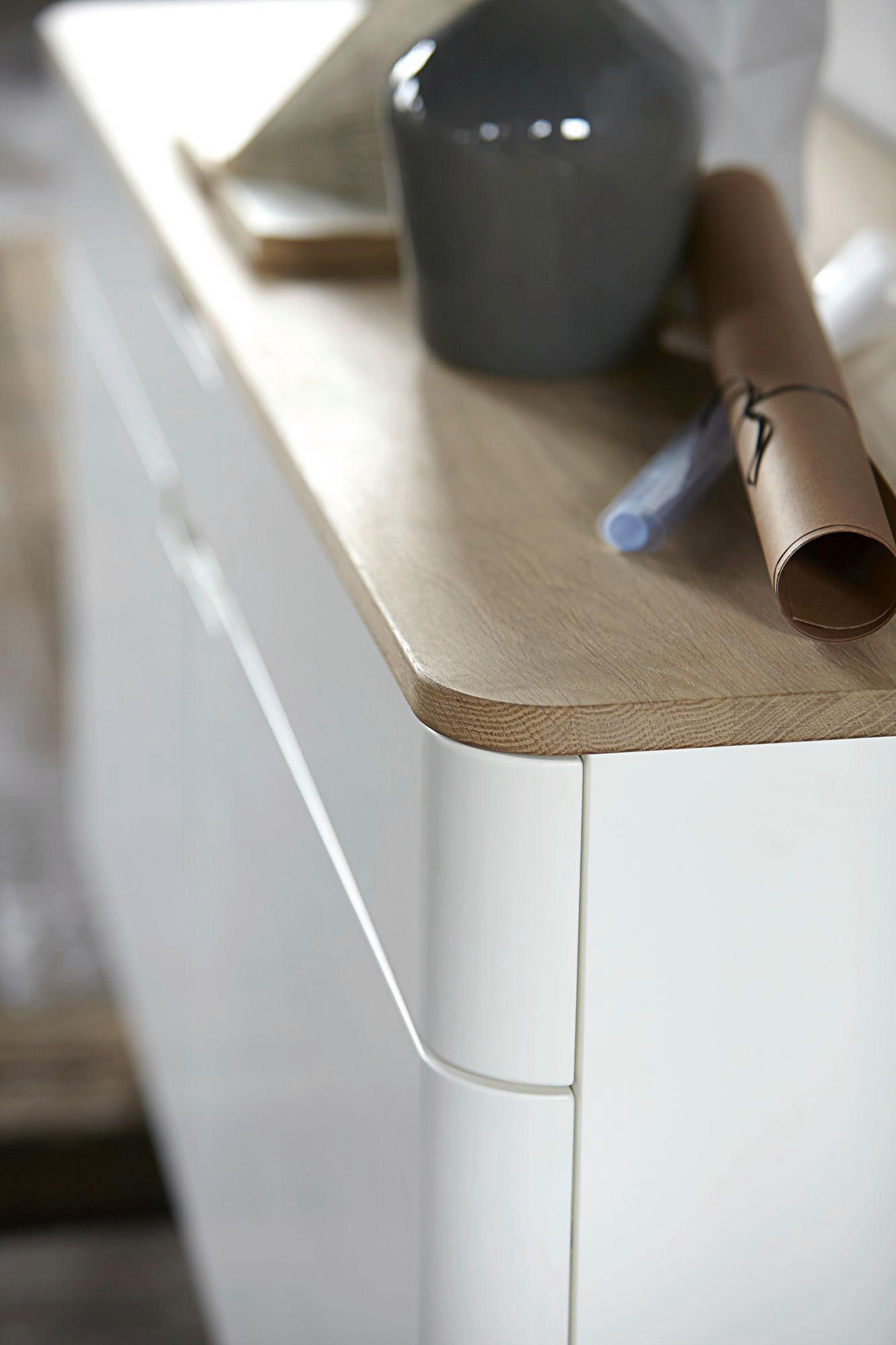 SIDEBOARD Weiß, Eichefarben  140/76/44 cm  - Eichefarben/Weiß, Design, Holzwerkstoff (140/76/44cm) - Novel