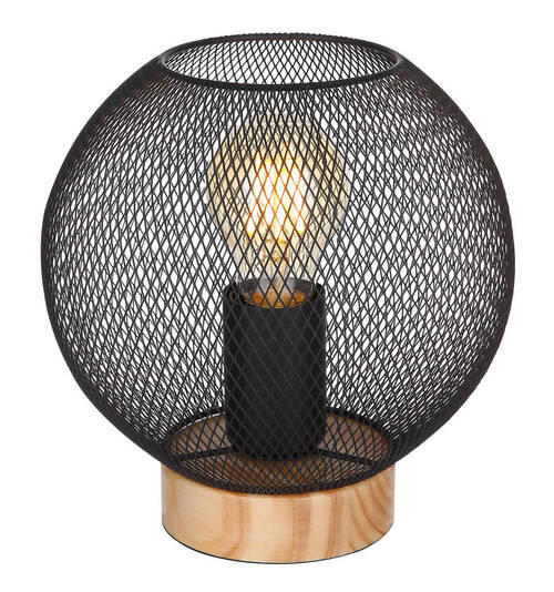 TISCHLEUCHTE 20/20 cm   - Schwarz/Braun, Basics, Holz/Metall (20/20cm) - Globo