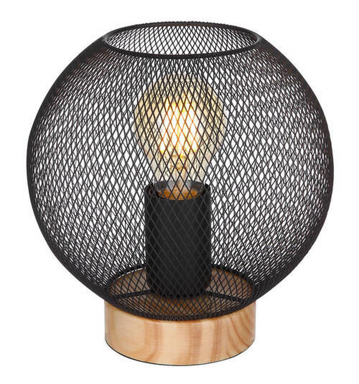 STOLNÍ LAMPA, E27, 20/20 cm  - černá/hnědá, Basics, kov/dřevo (20/20cm) - Globo