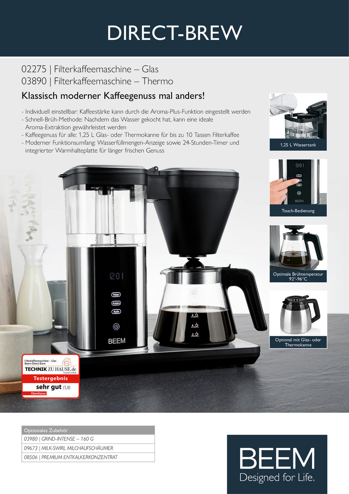 FILTERKAFFEEMASCHINE  - Edelstahlfarben/Schwarz, Trend, Glas/Kunststoff (40/21/40cm) - Beem