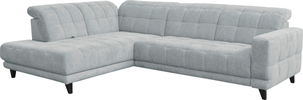 ECKSOFA in Webstoff Hellgrau  216/302 cm  - Hellgrau/Schwarz, Design, Holz/Textil (216/302cm) - Xora
