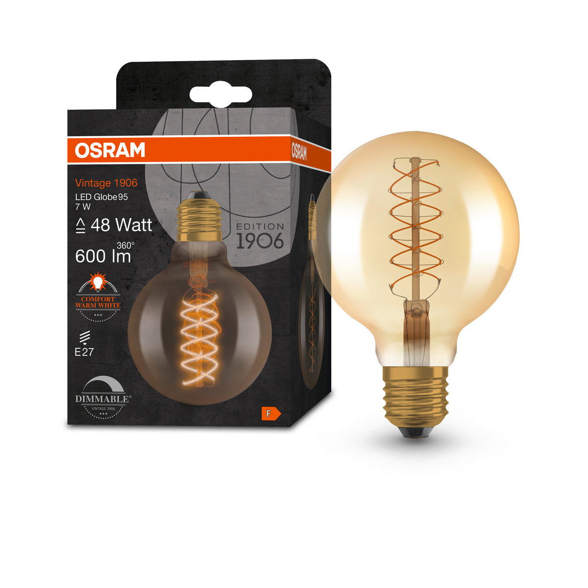 LED-LEUCHTMITTEL   E27 7 W 600 lm  - Goldfarben, Basics, Glas (9,5/13,8cm) - Ledvance