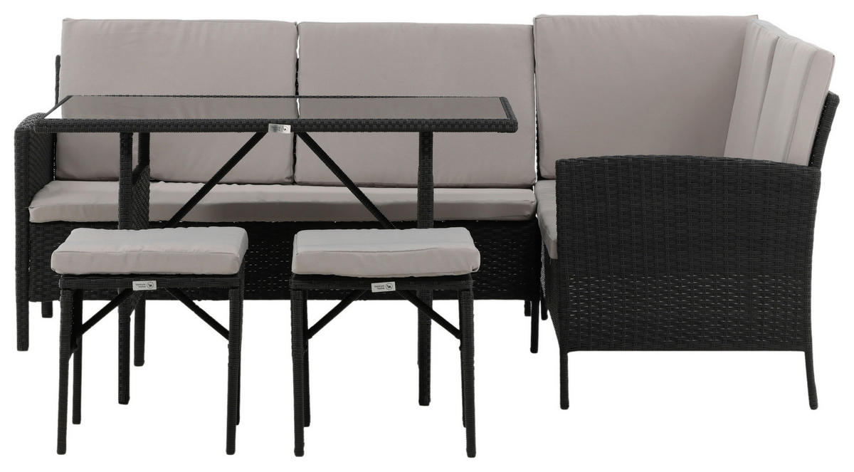 DINING-LOUNGESET  - Schwarz/Grau, KONVENTIONELL, Kunststoff - Gardenson