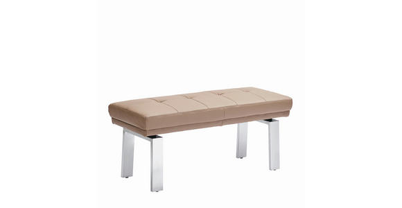 HOCKERBANK 113/51/48 cm   - Schlammfarben/Alufarben, Design, Leder/Metall (113/51/48cm) - Moderano