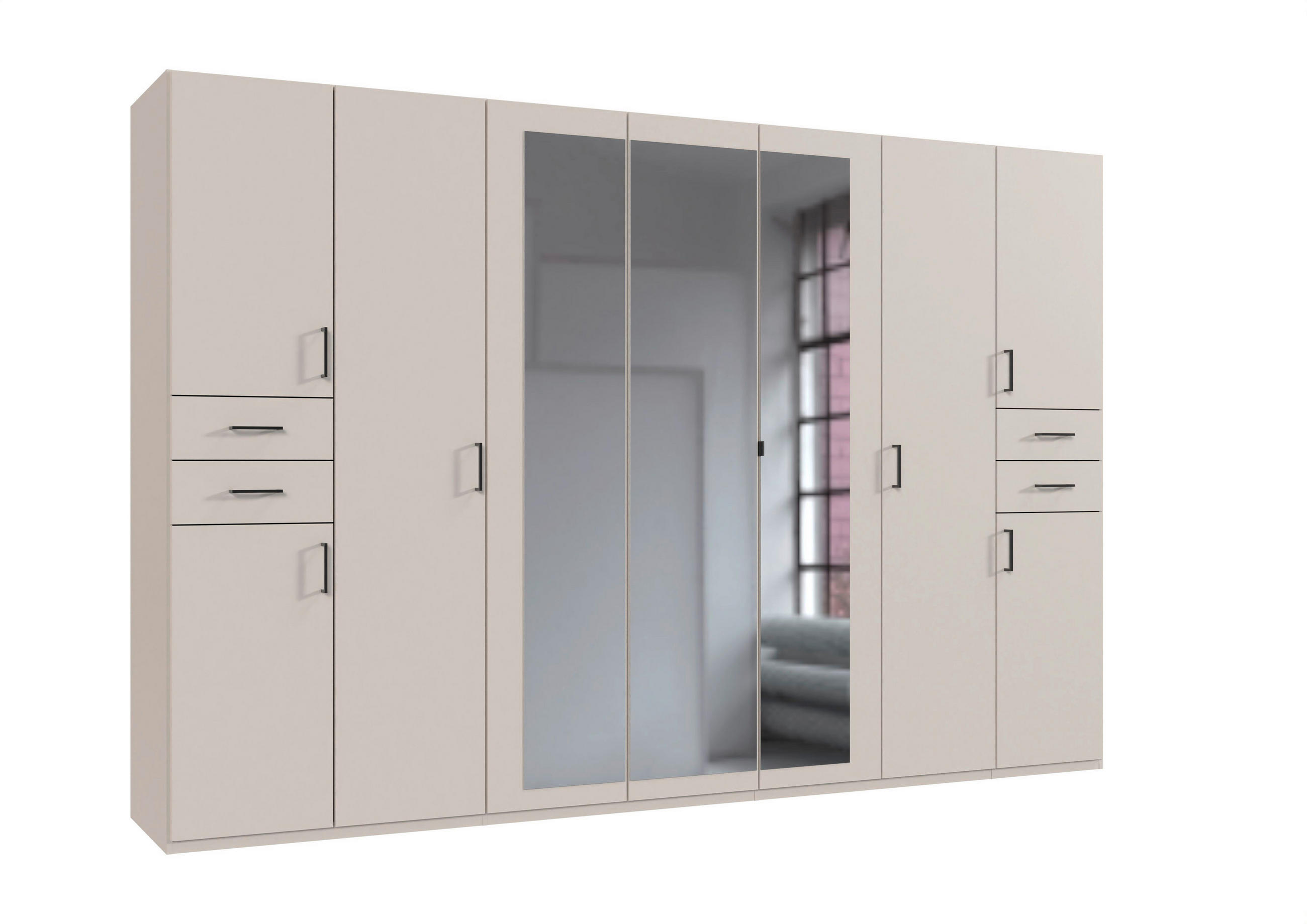 DREHTÜRENSCHRANK  in Kaschmir  - Kaschmir/Schwarz, Basics, Holzwerkstoff (313/208/58cm) - P & B