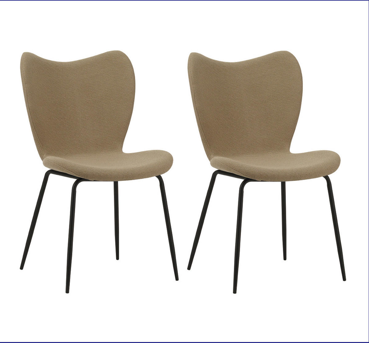 SADA STOLIČIEK 2 kus - čierna/sivohnedá, Modern, kov/textil (50/88,5/42cm) - MID.YOU