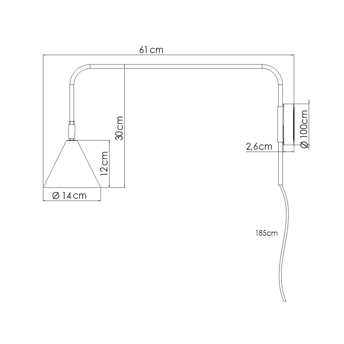 WANDLEUCHTE Nox 14/61/30 cm  - Schwarz, KONVENTIONELL, Metall (14/61/30cm)