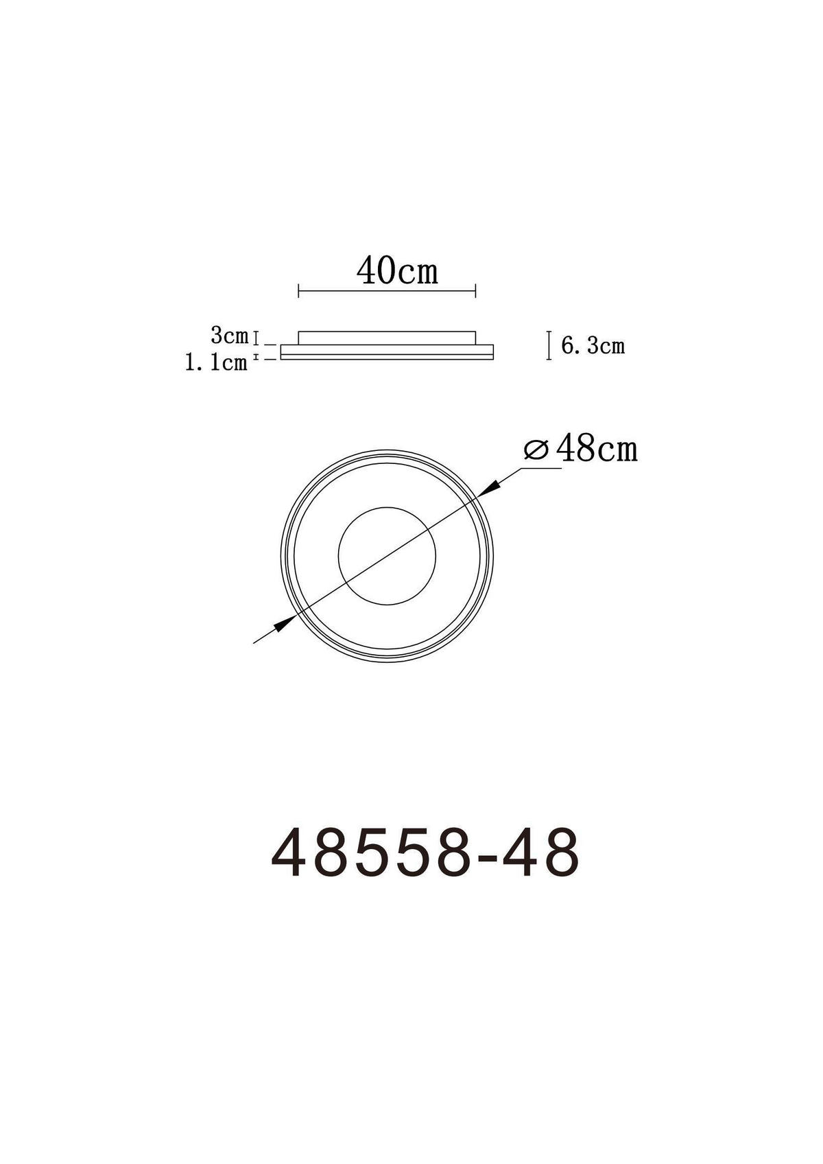 STROPNA LED-SVETILKA  EILA //2700-6000 K/230 V/ - barve šampanjca/bela, Design, kovina/umetna masa (48/7,5cm) - Globo