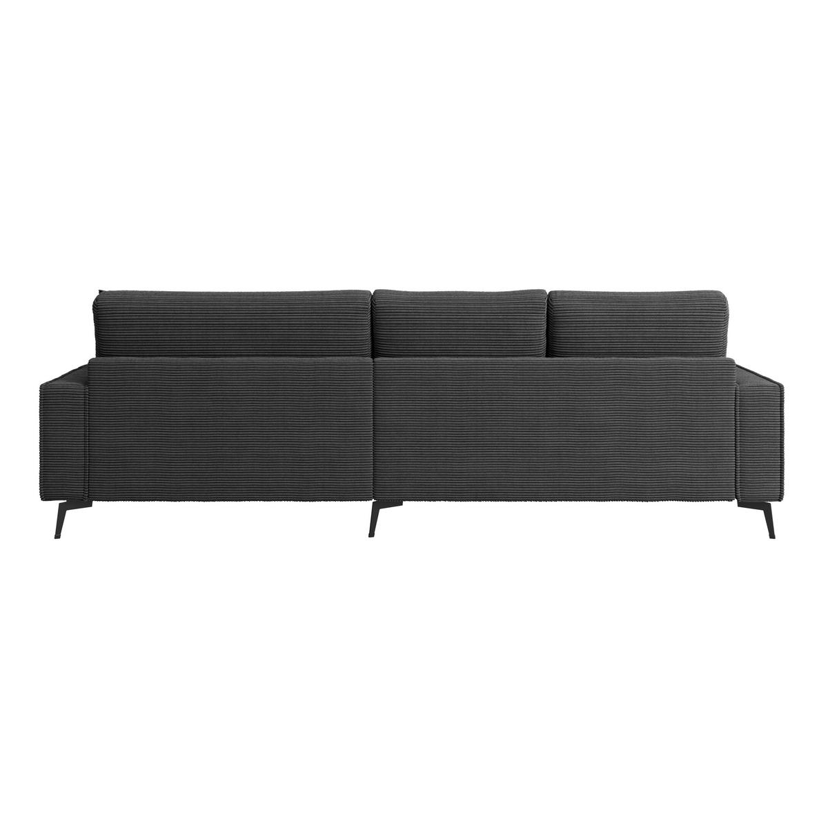 ECKSOFA ZERO Schwarz Cord Zierkissen, Rückenkissen  - Schwarz, Trend, Textil/Metall (286/173cm) - Livetastic