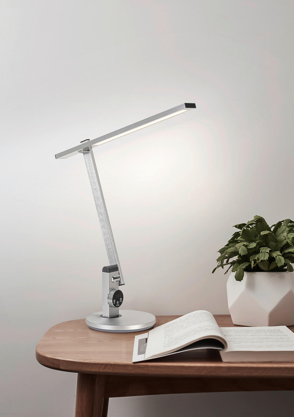 LED LAMPA NA PÍSACÍ STÔL, otočný stmievač, 19/65/45,2 cm - čierna/strieborná, Basics, kov/plast (19/65/45,2cm) - Novel