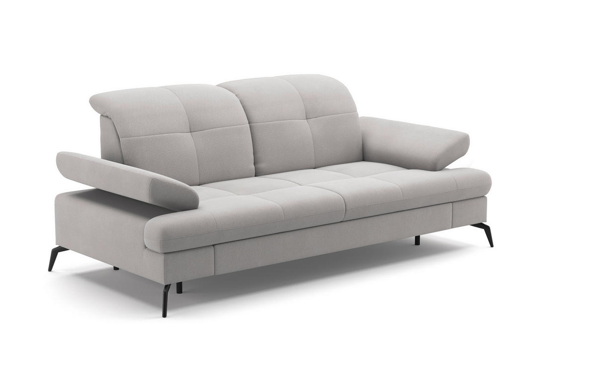 3-SITZER-SOFA in Flachgewebe Silberfarben  - Silberfarben/Schwarz, Konventionell, Textil/Metall (212/90/122cm) - Sit & More