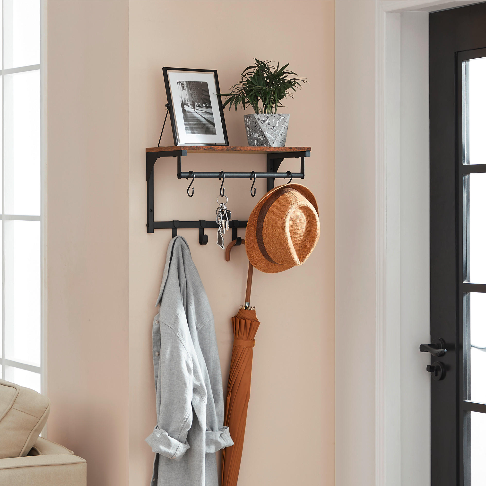 WANDGARDEROBE  in Braun, Schwarz  - Schwarz/Braun, Trend, Holzwerkstoff (40/24/24cm) - Boxxx