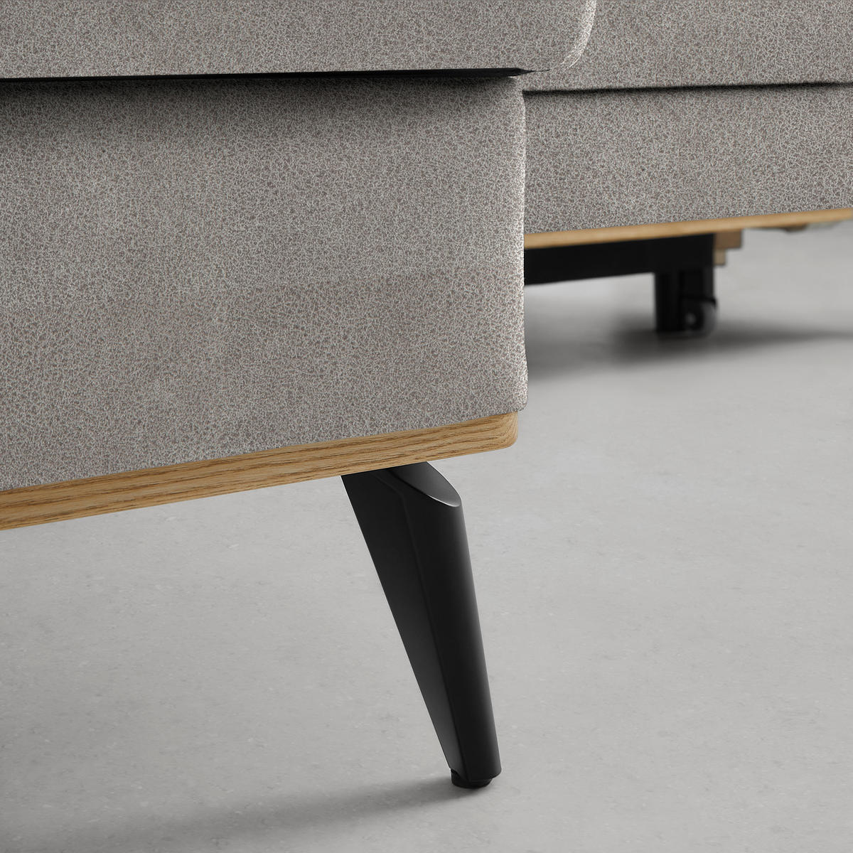 ECKSOFA in Lederlook, Mikrofaser Silberfarben  - Silberfarben/Schwarz, Konventionell, Holz/Textil (167/234cm) - MID.YOU