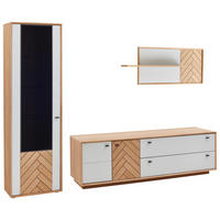 WOHNWAND  in Weiss, Eiche Bianco 297,8/206,9/51,4 cm  - Eiche Bianco/Weiss, Design, Glas/Holz (297,8/206,9/51,4cm) - Novel