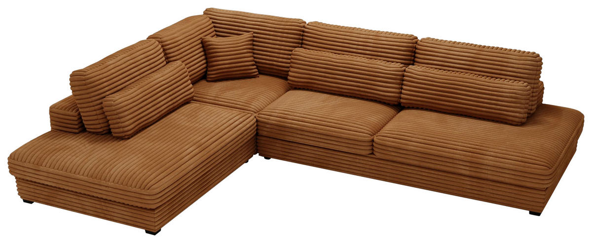 ECKSOFA Rostfarben Cord, Plüsch  - Rostfarben/Schwarz, Design, Kunststoff/Textil (244/332cm) - Livetastic