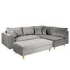 ECKSOFA inkl. Hocker Ariella Grau Samt Rückenkissen, Hocker  - Naturfarben/Grau, Design, Holz/Textil (231/161cm) - Livetastic