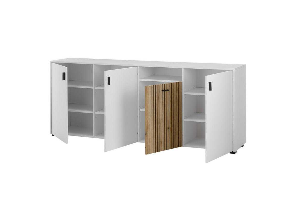 SIDEBOARD  in  - Eichefarben/Schwarz, Design, Holzwerkstoff/Kunststoff (200cm) - MID.YOU