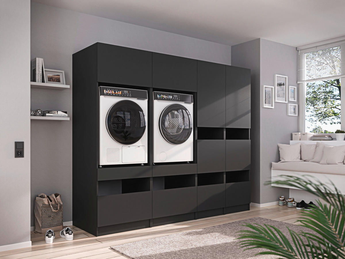 MEHRZWECKSCHRANK 50/200/68 cm  in Anthrazit  - Anthrazit/Schwarz, Design, Holzwerkstoff/Metall (50/200/68cm) - Milino