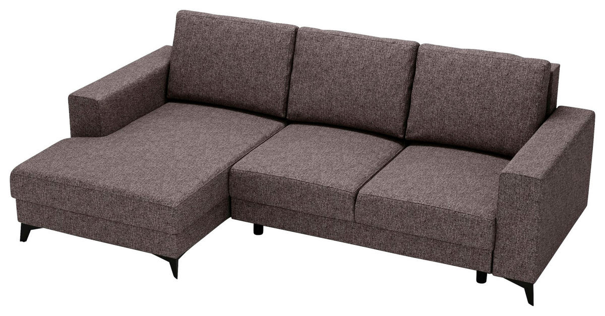 ECKSOFA in Flachgewebe Braun  - Schwarz/Braun, Design, Textil/Metall (156/244cm) - Livetastic