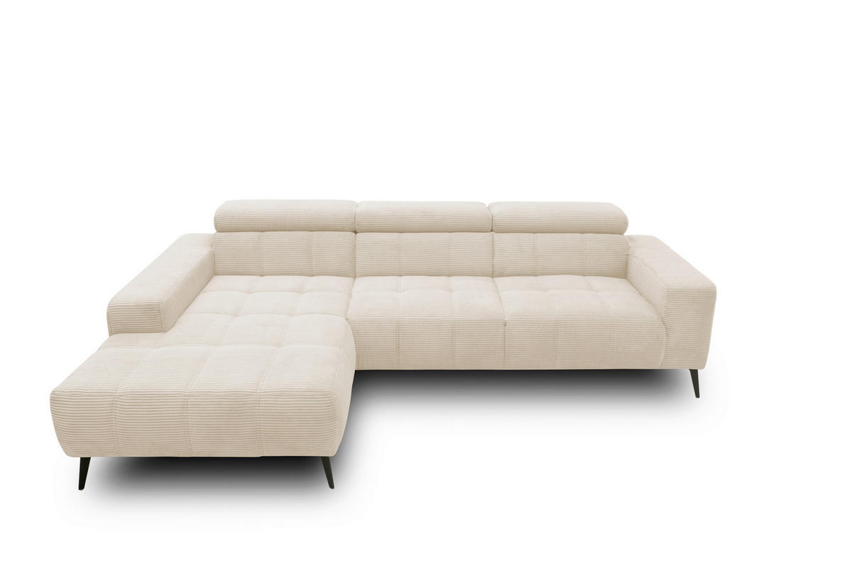 ECKSOFA TRENTO Creme Mikrofaser  - Dunkelgrau/Creme, MODERN, Textil/Metall (287/175cm) - MID.YOU