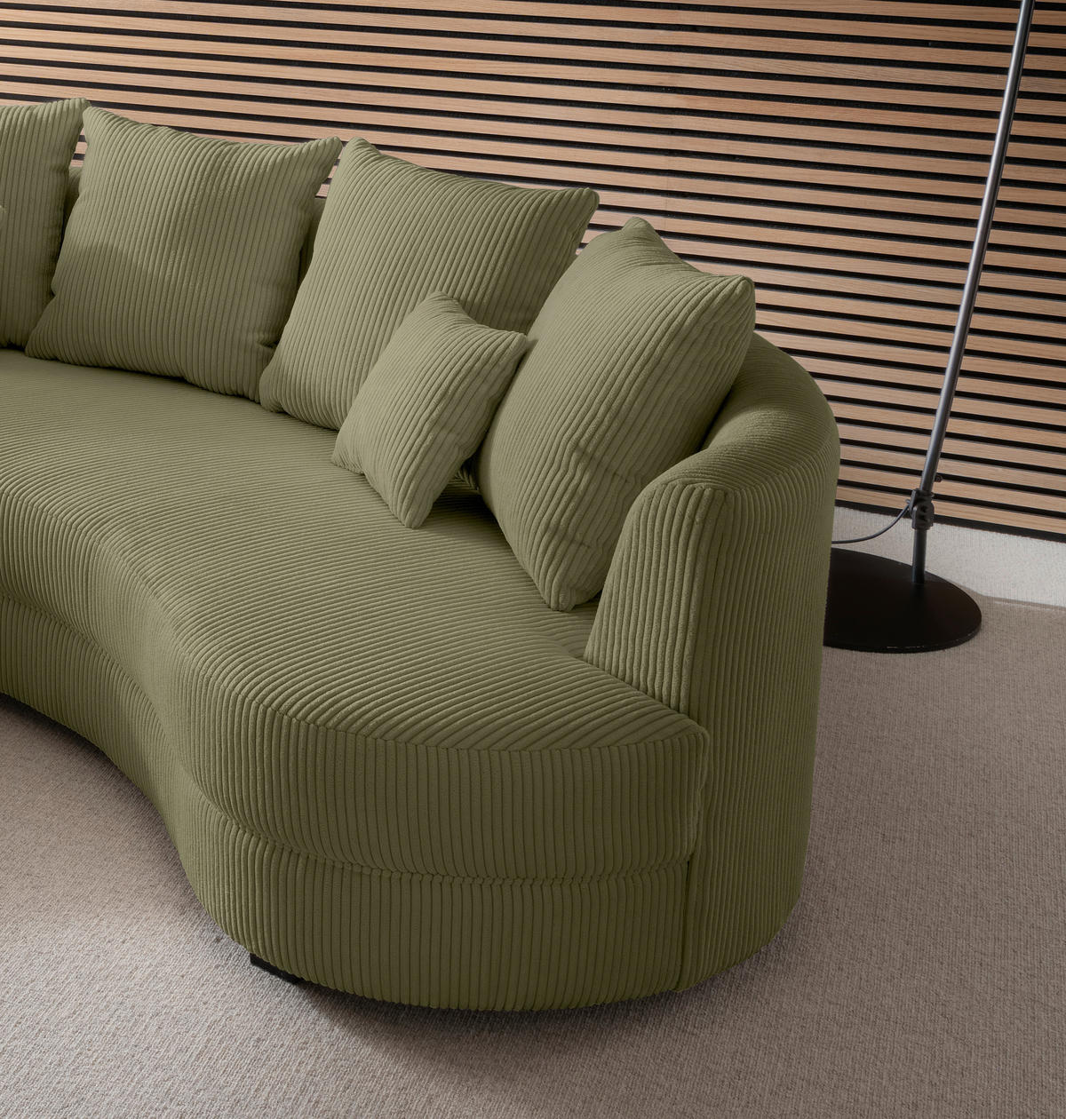 CANAPEA MODULARĂ textil măsliniu  - măsliniu/negru, Design, plastic/textil (300/160cm) - Livetastic