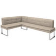 ECKBANK 174/213 cm in Chromfarben, Sandfarben - Sandfarben/Chromfarben, Design, Textil/Metall (174/213cm) - Novel