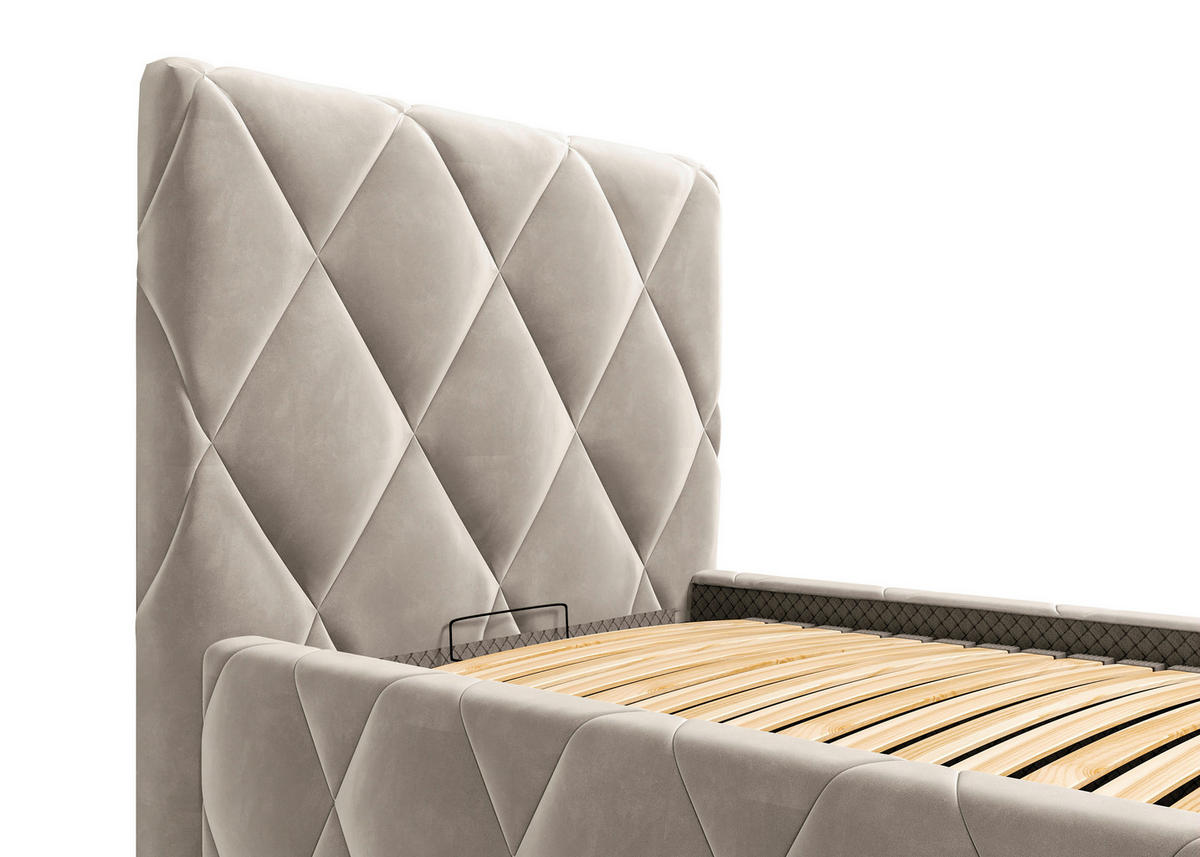 POLSTERBETT gepolstertes Kopfteil, Lattenrost, Bettkasten 90/200 cm  in Cappuccino  - Cappuccino, MODERN, Holz/Textil (90/200cm) - MID.YOU