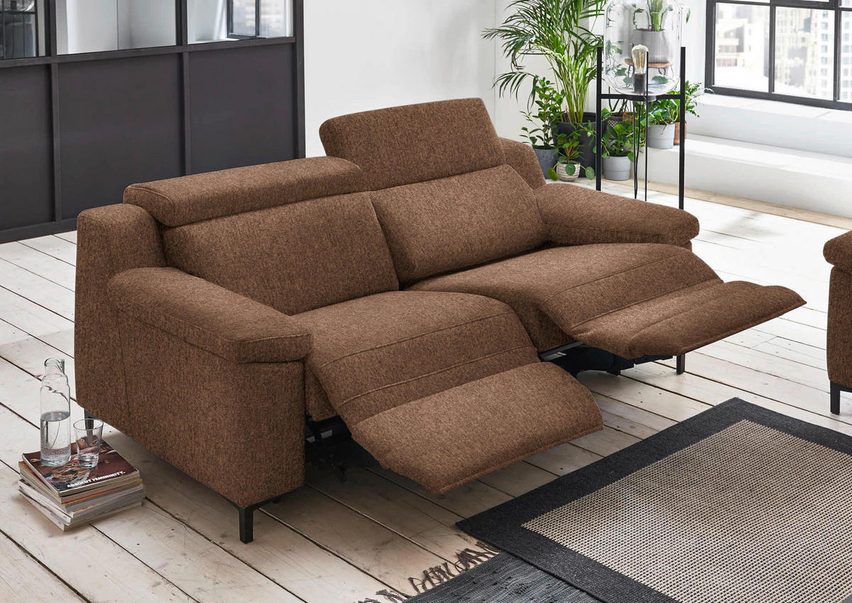 2,5-SITZER in Chenille Braun  - Schwarz/Braun, Design, Textil/Metall (188/84-104/104cm) - Valdera