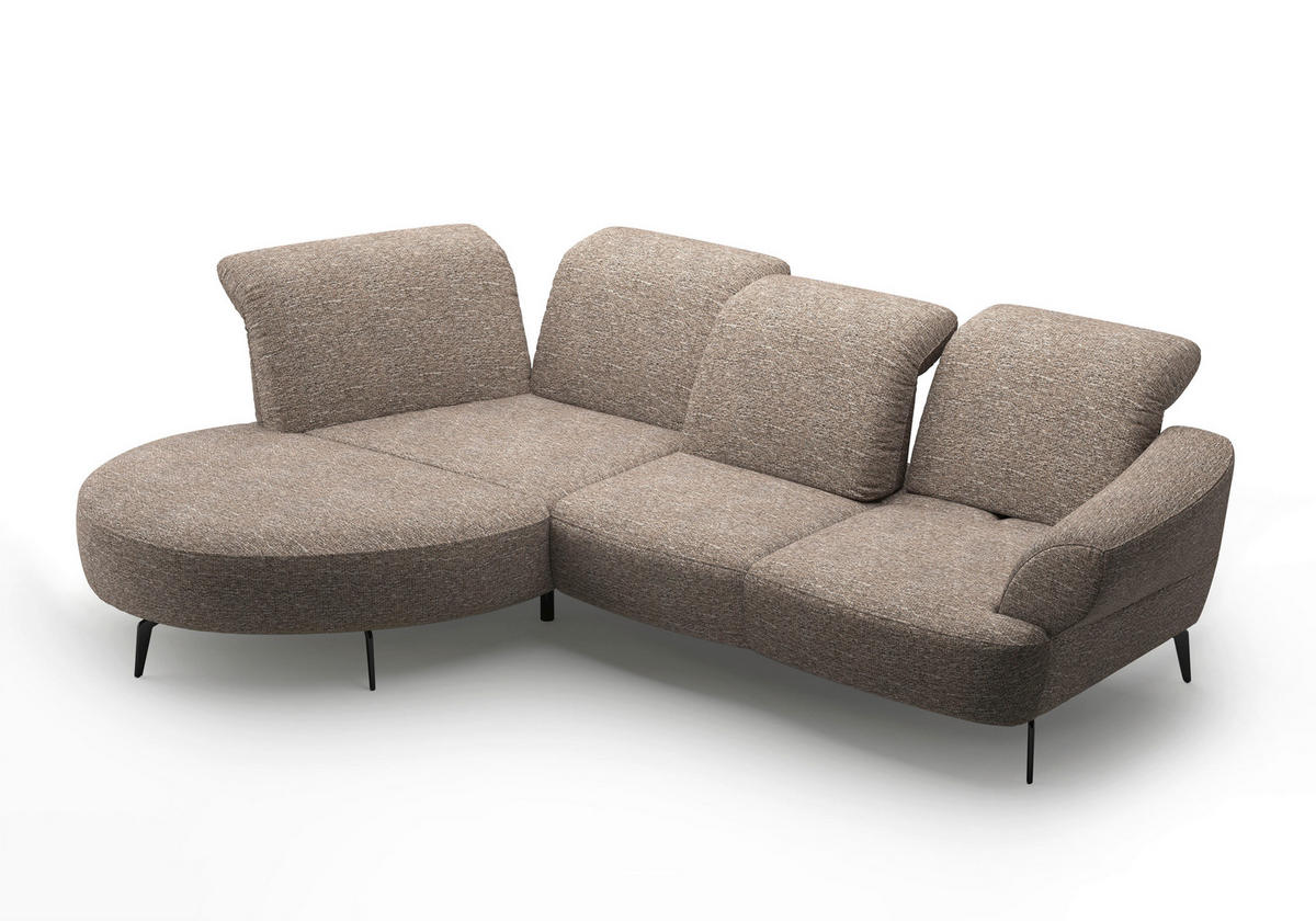 ECKSOFA DANCE E Cappuccino Chenille  - Schwarz/Cappuccino, MODERN, Textil/Metall (208/313cm) - Sit & More