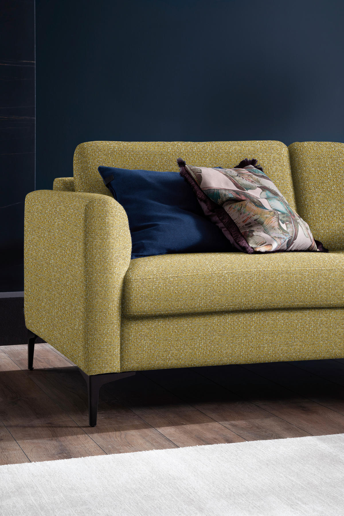 ECKSOFA in Flachgewebe Currygelb  310/195 cm  - Currygelb/Schwarz, Design, Textil/Metall (310/195cm) - Schöner Wohnen