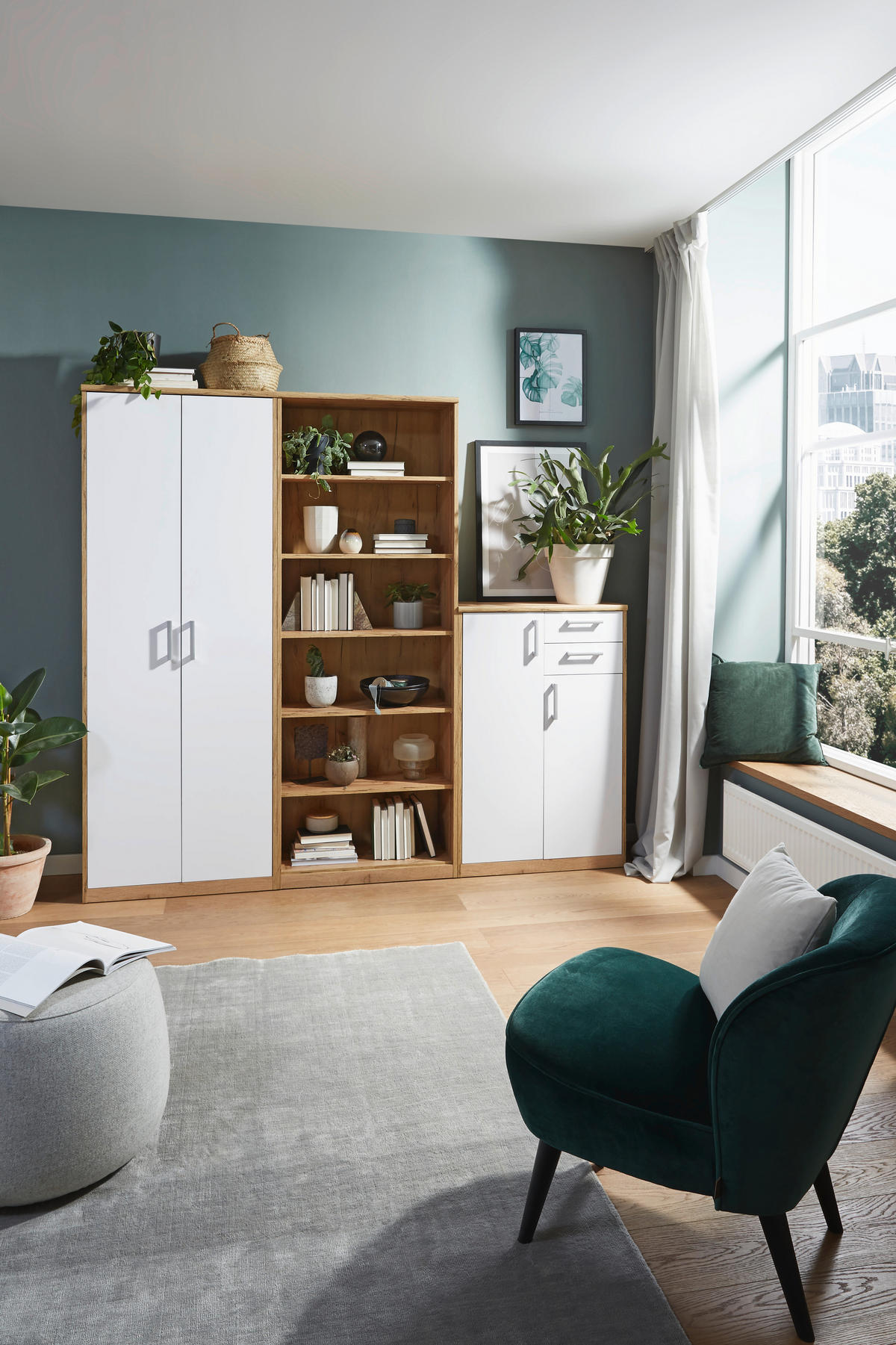 KOMMODE  in 38/84/36 cm  - Silberfarben/Eiche Wotan, KONVENTIONELL, Holzwerkstoff/Kunststoff (38/84/36cm) - Xora