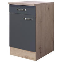 KÜCHENUNTERSCHRANK 50/85/60 cm  in Dunkelgrau, Eiche San Remo  - Edelstahlfarben/Dunkelgrau, MODERN, Holzwerkstoff/Metall (50/85/60cm) - FlexWell