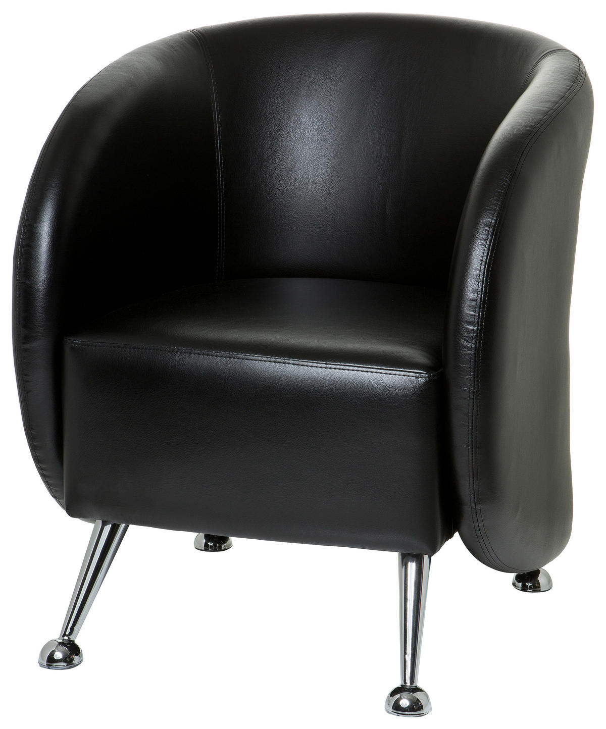 SESSEL Lederlook Schwarz    - Chromfarben/Schwarz, MODERN, Textil/Metall (60/85/50cm) - MID.YOU