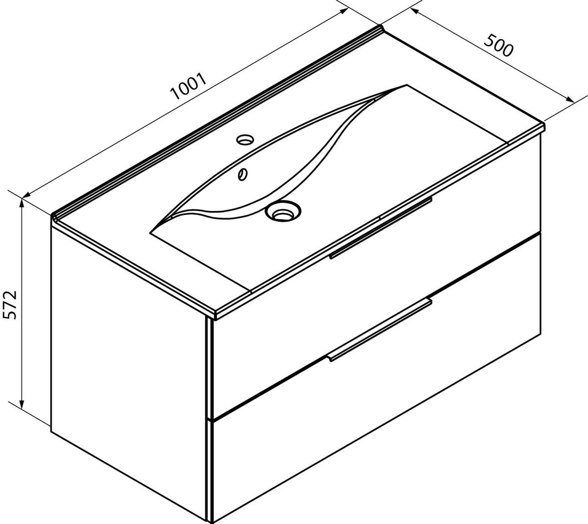 WASCHTISCHKOMBI  - Chromfarben/Eichefarben, Basics, Glas/Holzwerkstoff (100/56,2/50cm) - MID.YOU