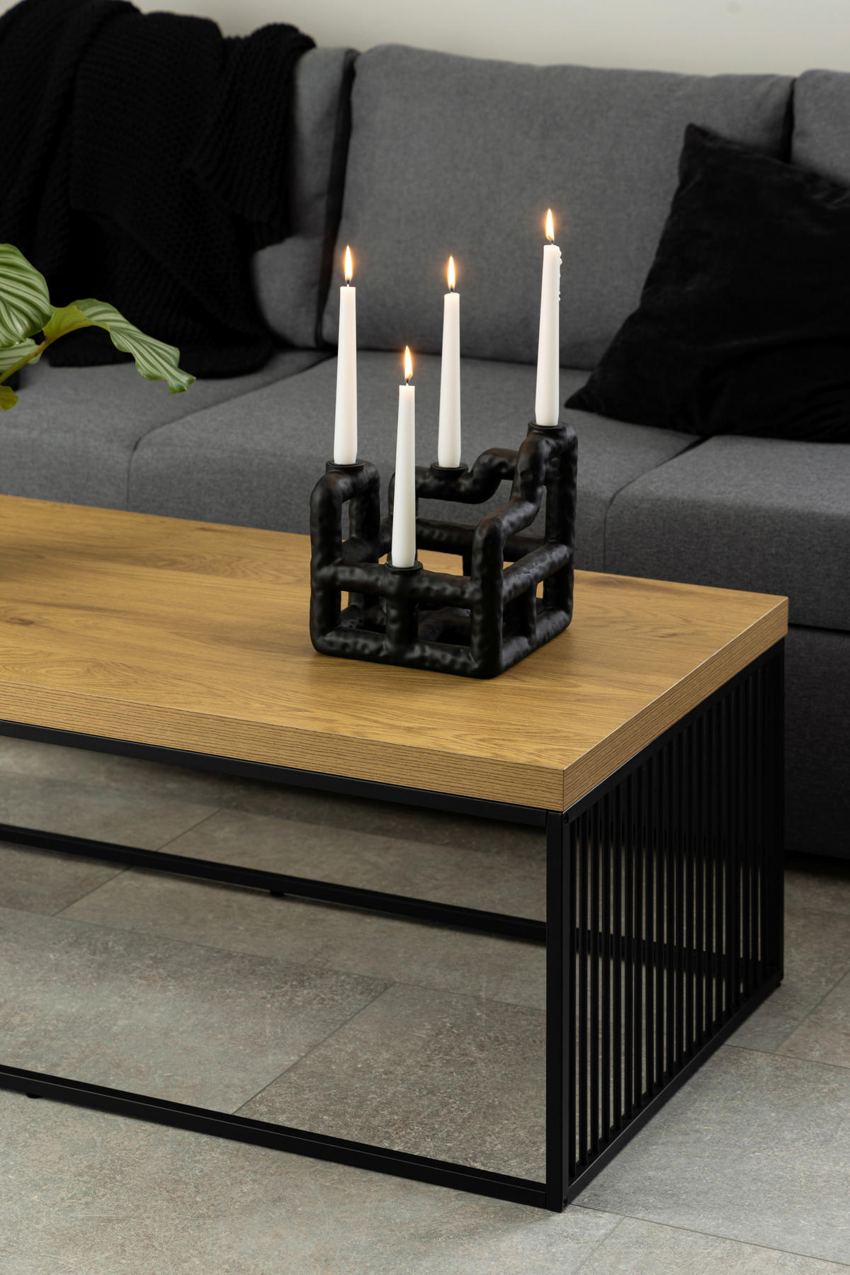 TABLE BASSE in Holzwerkstoff 120/60/40 cm  - couleur de chêne/noir, Design, métal/matériau de bois (120/60/40cm) - Livetastic