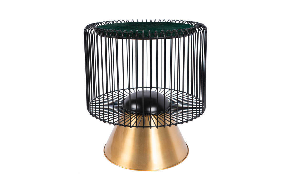 BEISTELLTISCH in Metall, Stein  - Goldfarben/Schwarz, Basics, Stein/Metall (51/56,5/51cm) - Kayoom