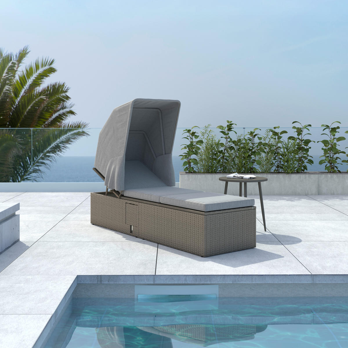 OPALOVACÍ LÉHATKO plast, kov - šedá, Moderní, kov/plast (195/60/33/145cm) - Ambia Garden
