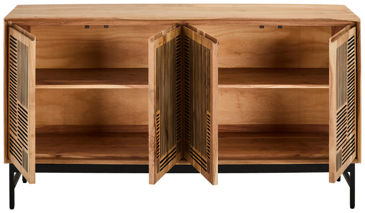 SIDEBOARD  160/85/40 cm  - Schwarz/Akaziefarben, KONVENTIONELL, Holz/Metall (160/85/40cm) - Livetastic
