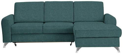 ECKSOFA in Flachgewebe Petrol  - Silberfarben/Petrol, Design, Textil/Metall (244/167cm) - Cantus