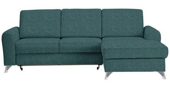 ECKSOFA in Flachgewebe Petrol  - Silberfarben/Petrol, Design, Textil/Metall (244/167cm) - Cantus