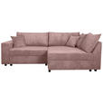 ECKSOFA Rosa Cord  - Schwarz/Rosa, KONVENTIONELL, Kunststoff/Textil (245/153cm) - Carryhome
