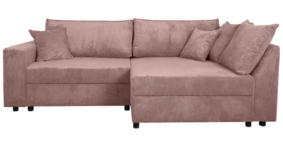 ECKSOFA Rosa Cord  - Schwarz/Rosa, KONVENTIONELL, Kunststoff/Textil (245/153cm) - Carryhome
