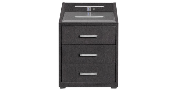 NACHTSCHRANK - Silberfarben/Schwarz, KONVENTIONELL, Glas/Holzwerkstoff (47/61cm) - Esposa