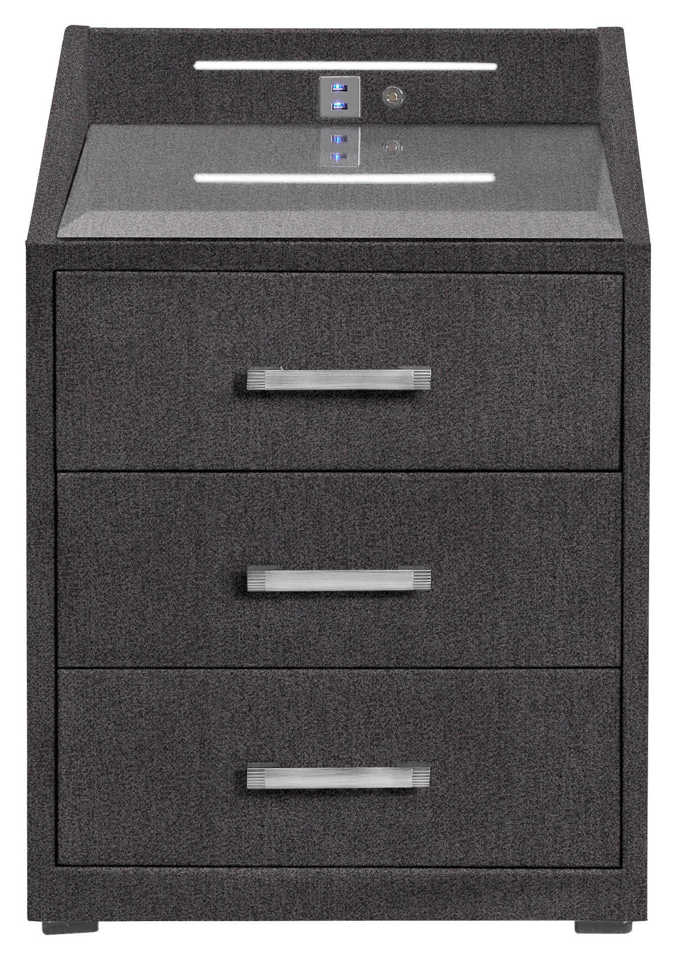 NACHTSCHRANK  - Silberfarben/Schwarz, KONVENTIONELL, Glas/Holzwerkstoff (47/61cm) - Esposa